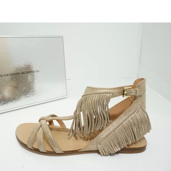 Sigerson Morrison LightGold Leather Flats Sandals - Picture 4 of 8